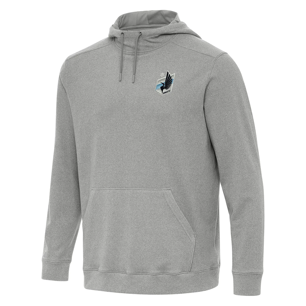 Men's Antigua Heather Gray Minnesota United FC Cloud Pullover Hoodie