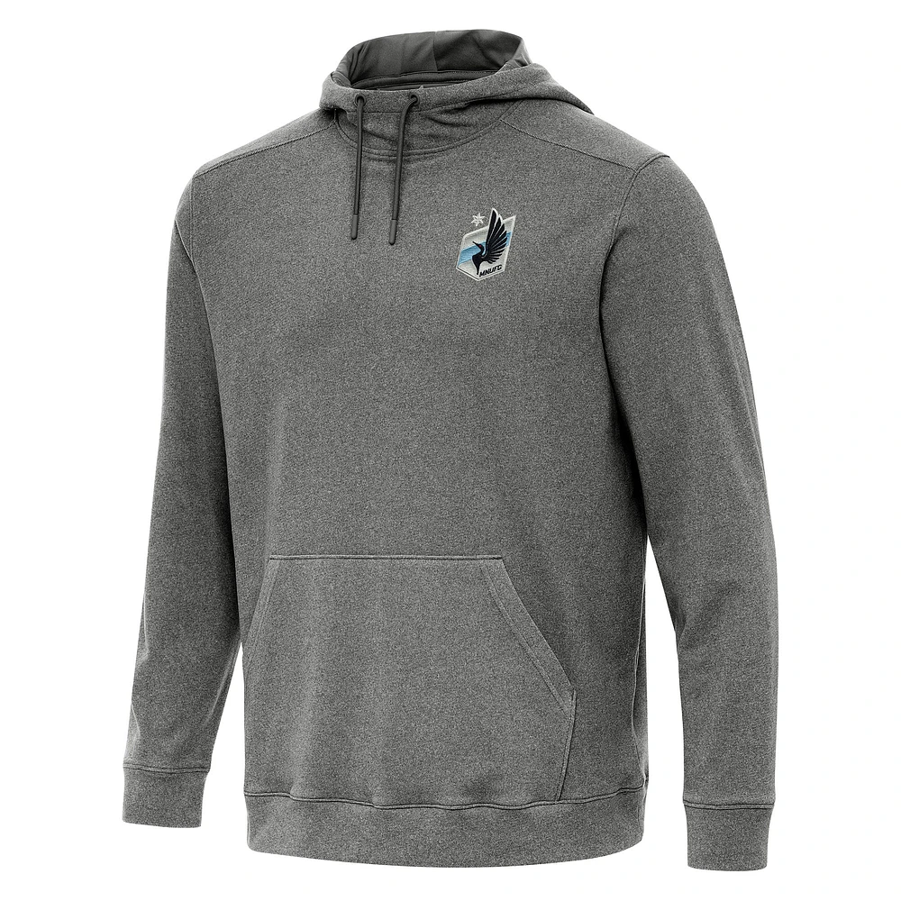 Men's Antigua Heather Black Minnesota United FC Cloud Pullover Hoodie