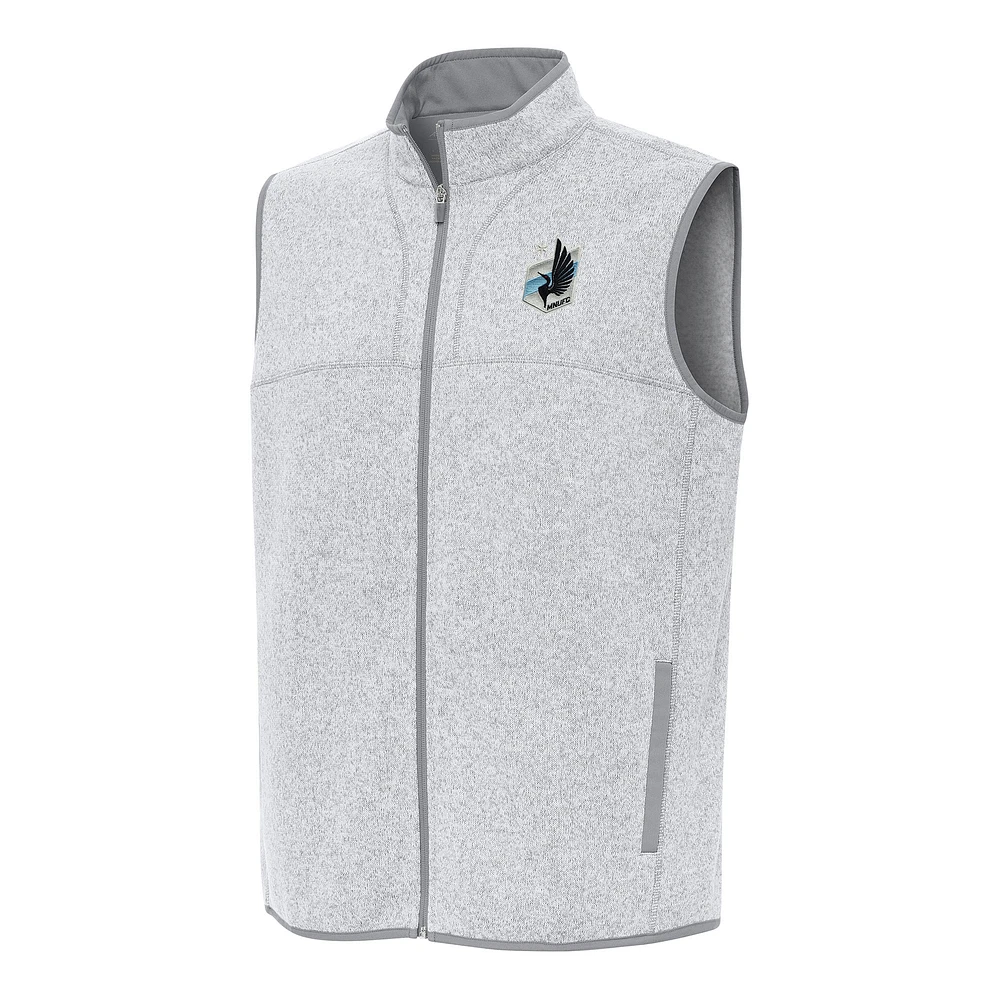 Men's Antigua Heather Gray Minnesota United FC Fortune Full-Zip Vest