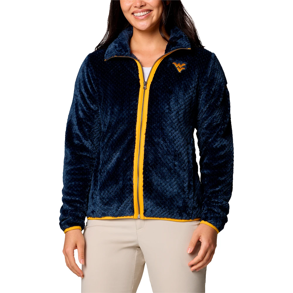 Women's Columbia Navy West Virginia Mountaineers Fireside II Sherpa Full-Zip Jacket