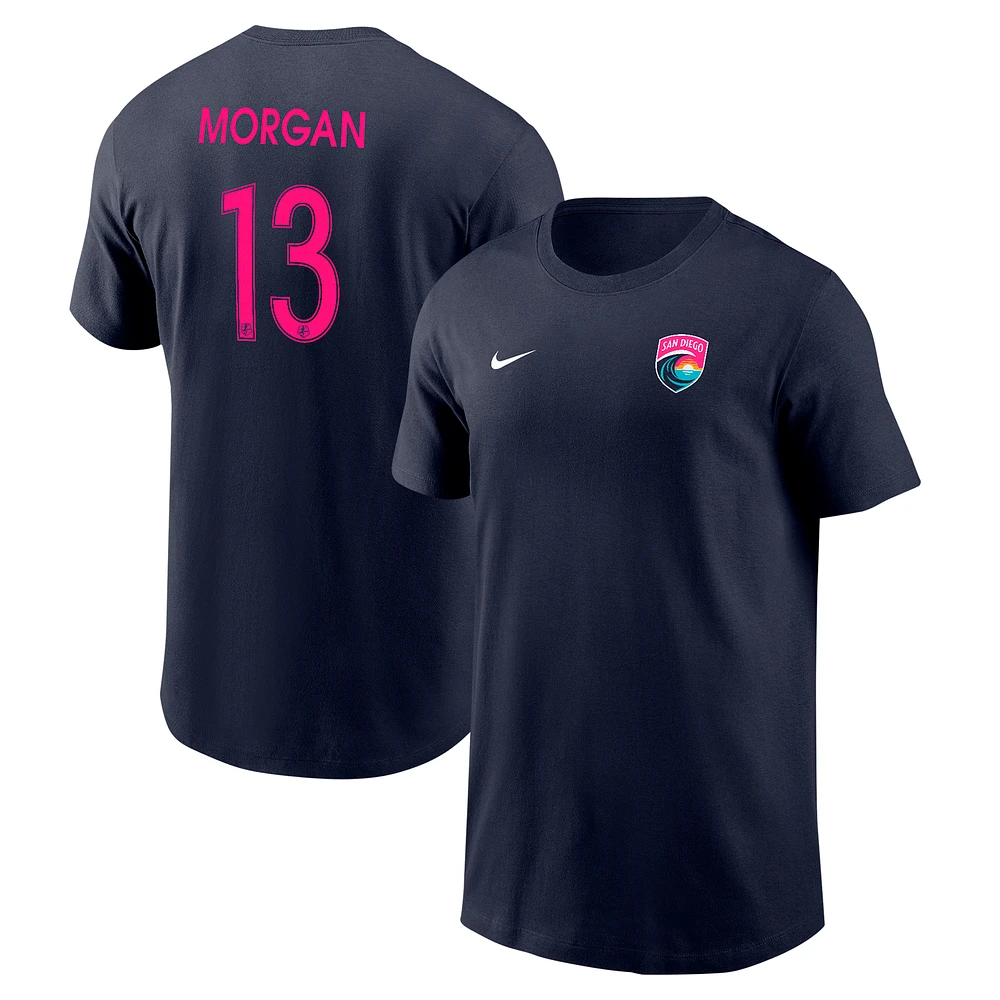 Youth Nike Alex Morgan Navy San Diego Wave FC Core Name & Number T-Shirt