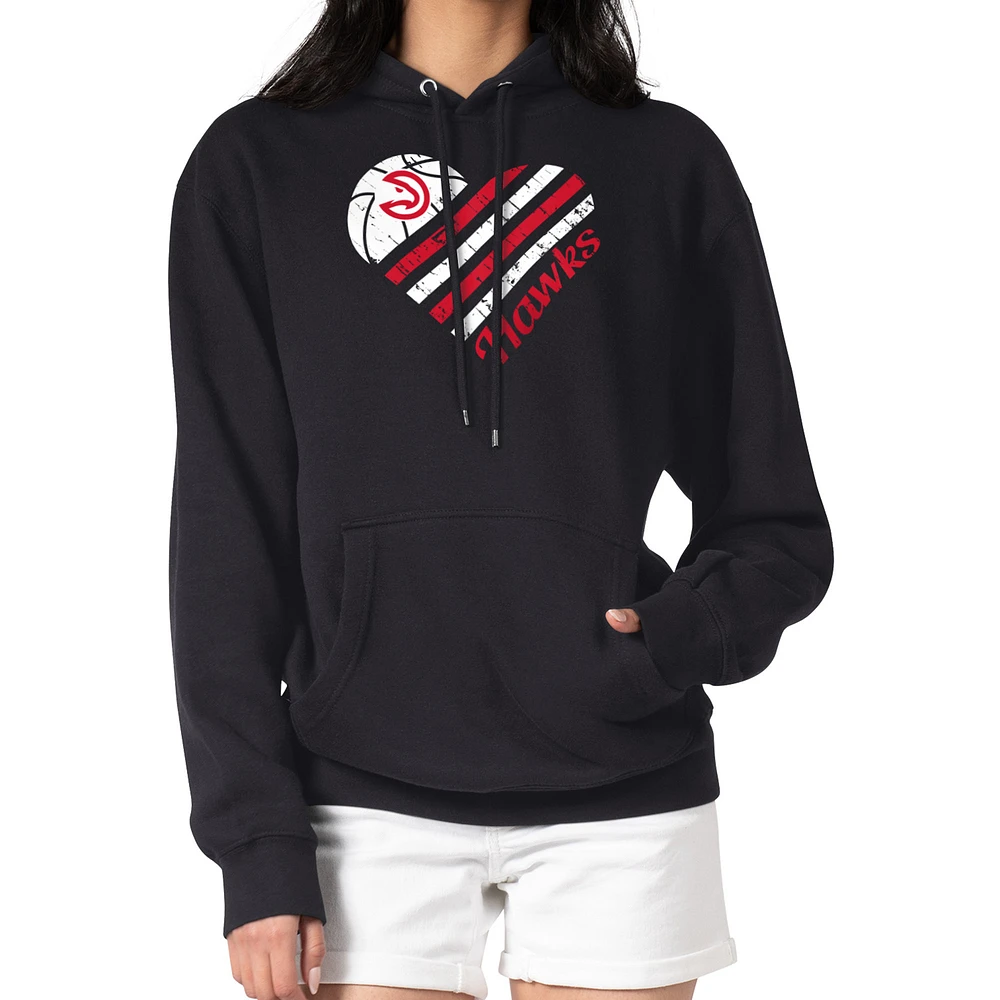 Women's G-III 4Her by Carl Banks Black Atlanta Hawks Team Heart Tri-Blend Pullover Hoodie