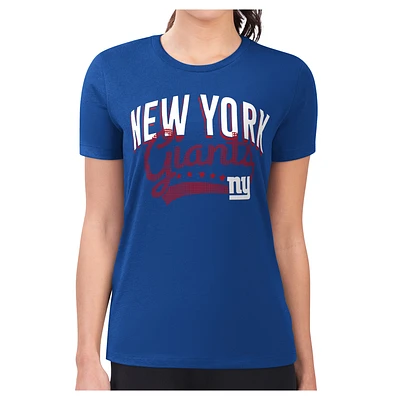Women's G-III 4Her by Carl Banks Royal New York Giants Super-Slim Fit Lightweight Filigree Team T-Shirt