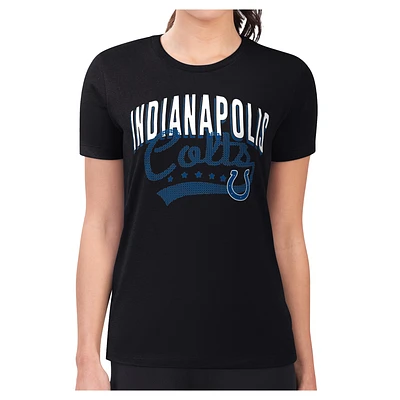 Women's G-III 4Her by Carl Banks Black Indianapolis Colts Super-Slim Fit Lightweight Filigree Team T-Shirt