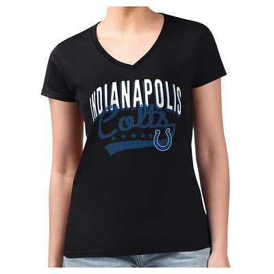 Women's G-III 4Her by Carl Banks Black Indianapolis Colts Super-Slim Fit Lightweight Filigree Team V-Neck T-Shirt
