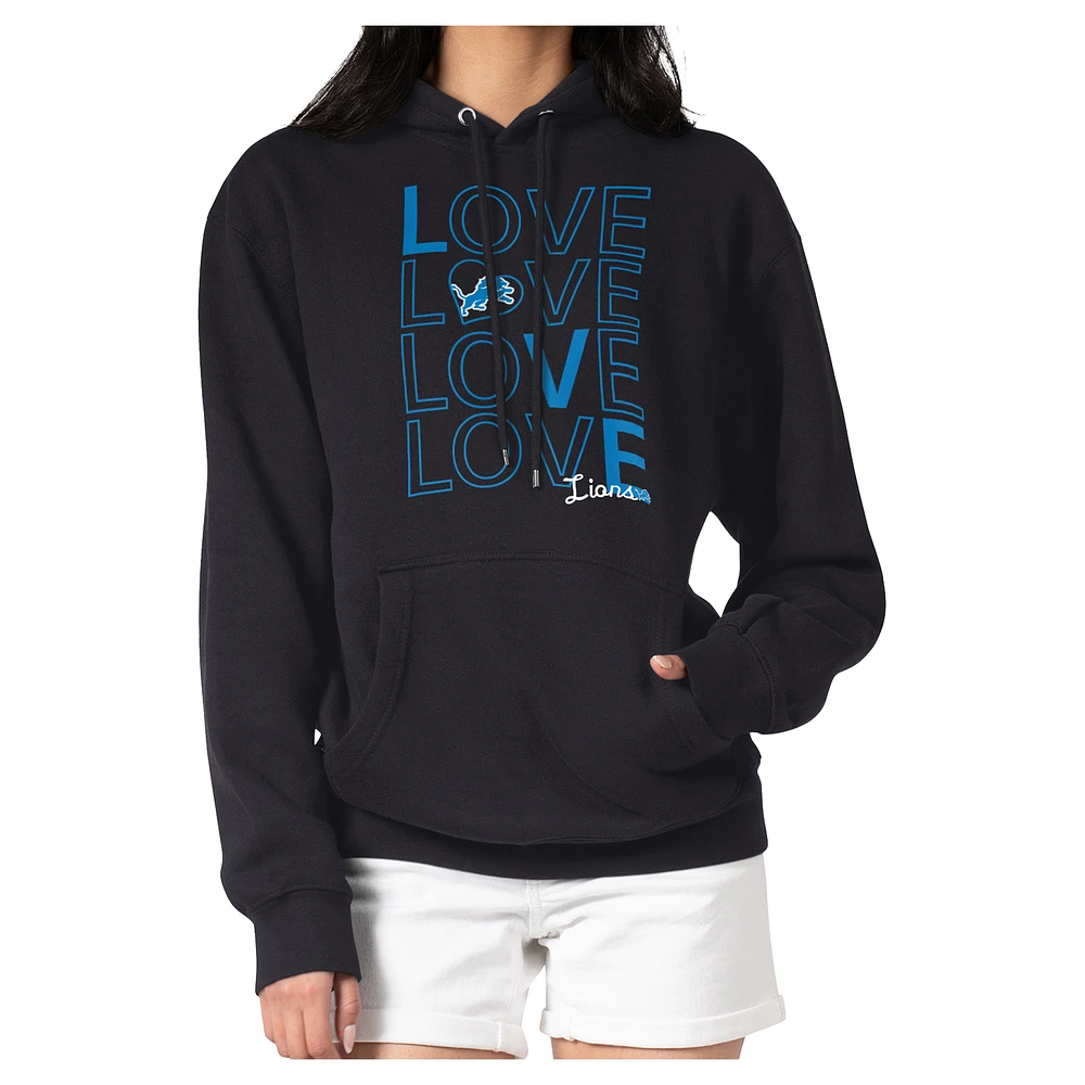 Women's G-III 4Her by Carl Banks Black Detroit Lions Love Team Fleece Tri-Blend Pullover Hoodie