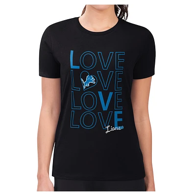 Women's G-III 4Her by Carl Banks Black Detroit Lions Super-Slim Fit Lightweight Large Love Team T-Shirt