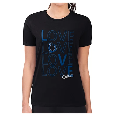 Women's G-III 4Her by Carl Banks Black Indianapolis Colts Super-Slim Fit Lightweight Large Love Team T-Shirt