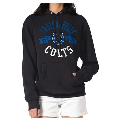 Women's G-III 4Her by Carl Banks Black Indianapolis Colts Round Team Logo Fleece Tri-Blend Pullover Hoodie