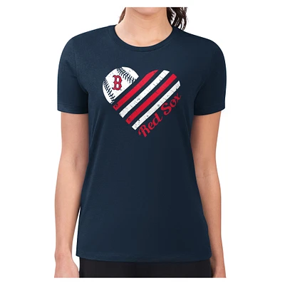 Women's G-III 4Her by Carl Banks  Navy Boston Red Sox Heart Graphic Fitted T-Shirt