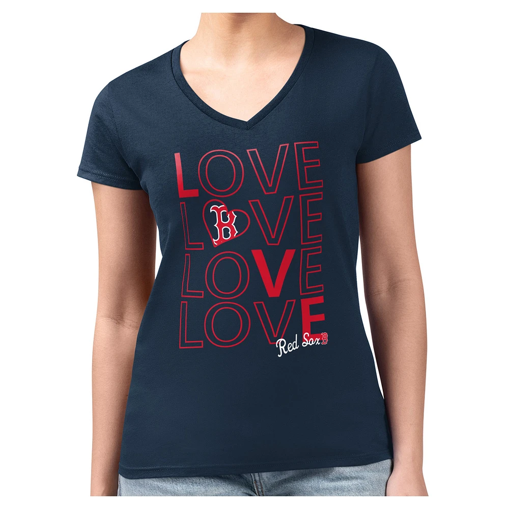 Women's G-III 4Her by Carl Banks  Navy Boston Red Sox Large Love Fitted V-Neck T-Shirt