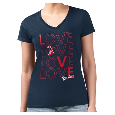 Women's G-III 4Her by Carl Banks  Navy Boston Red Sox Large Love Fitted V-Neck T-Shirt