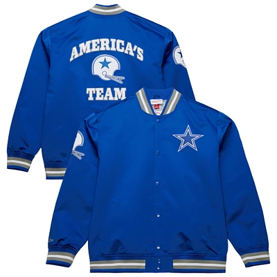 Men's Mitchell & Ness Royal Dallas Cowboys Vintage Double Down Satin Full-Snap Jacket