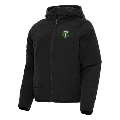 Women's Antigua Black Portland Timbers Universe Raglan Full-Zip Jacket
