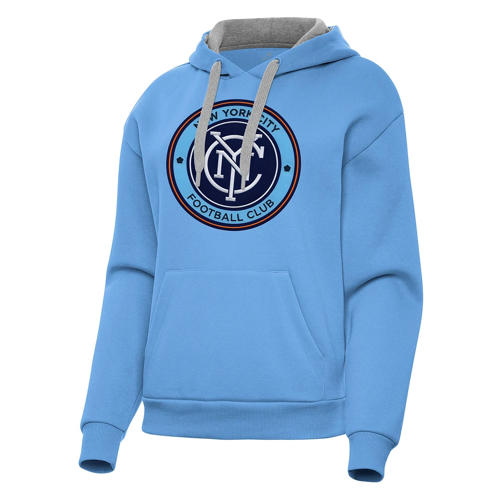 Women's Antigua Sky Blue New York City FC Victory Pullover Hoodie