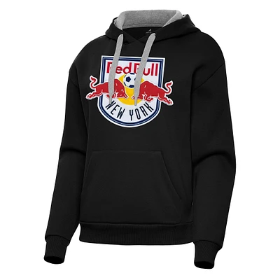 Women's Antigua Black New York Red Bulls Victory Pullover Hoodie