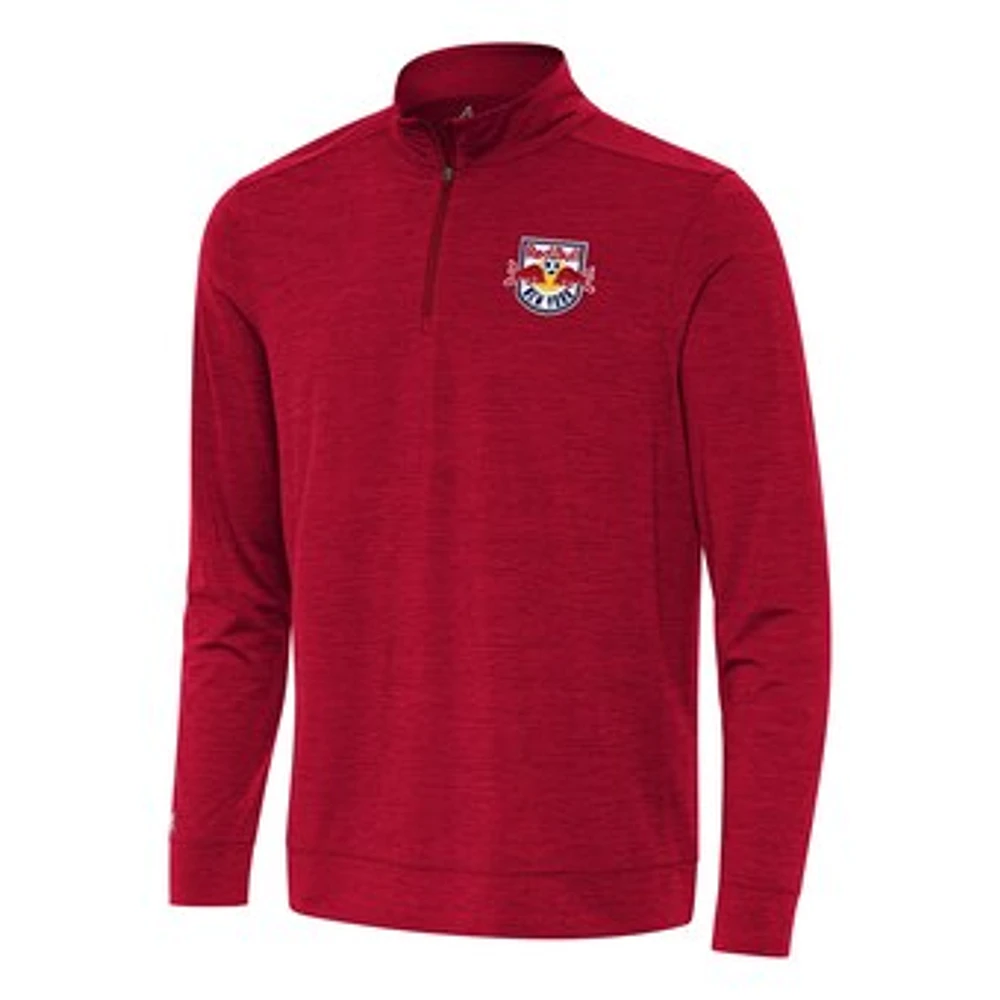 Men's Antigua Heather Red New York Bulls Bright Quarter-Zip Top