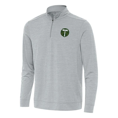 Men's Antigua Heather Gray Portland Timbers Bright Quarter-Zip Top