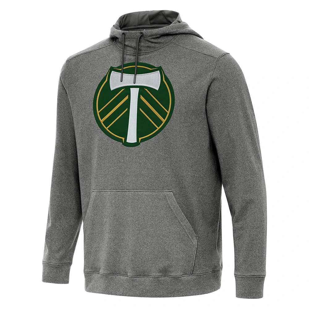 Men's Antigua Heather Black Portland Timbers Cloud Pullover Hoodie
