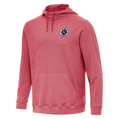 Men's Antigua Heather Red New England Revolution Cloud Pullover Hoodie