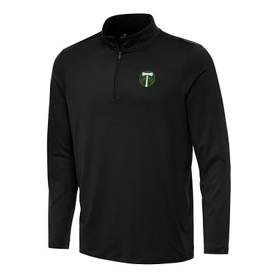Men's Antigua Black Portland Timbers Reprocess Quarter-Zip Jacket