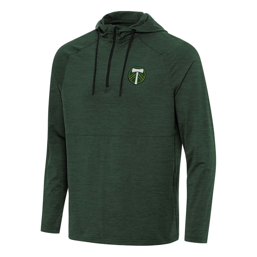 Men's Antigua Hunter Green Portland Timbers Spikes Raglan Quarter-Zip Hoodie