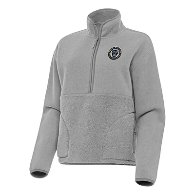 Women's Antigua Gray Philadelphia Union Figure Half-Zip Sweatshirt