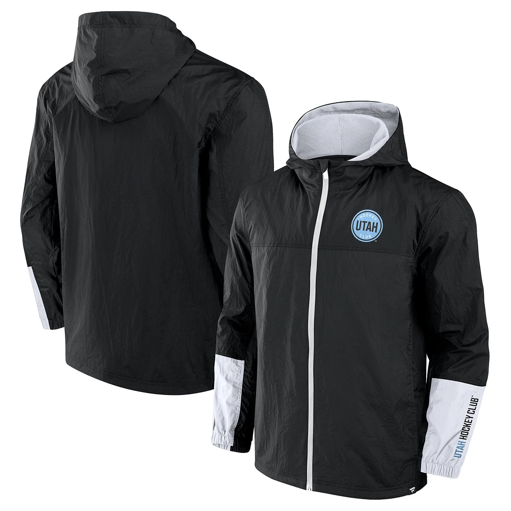 Men's Fanatics Black Utah Hockey Club Crash the Net Full-Zip Hoodie Jacket