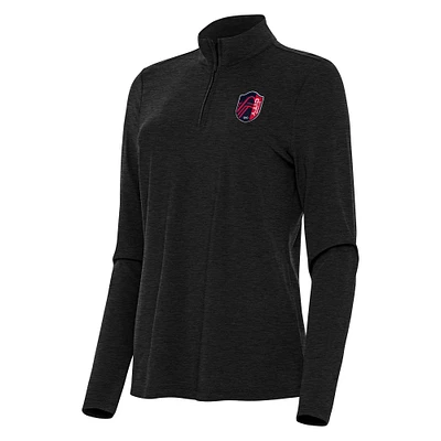 Women's Antigua Heather Black St. Louis City SC Bright Quarter-Zip Top