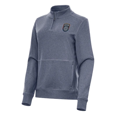 Women's Antigua Heather Navy San Diego FC Crush Quarter-Zip Top