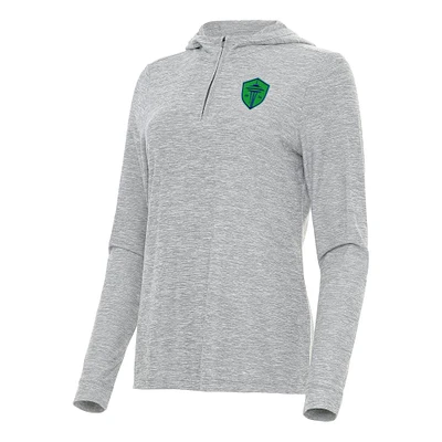 Women's Antigua Heather Seattle Sounders FC Daybreak Quarter-Zip Hoodie