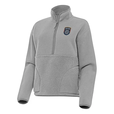 Women's Antigua Gray San Diego FC Figure Half-Zip Sweatshirt