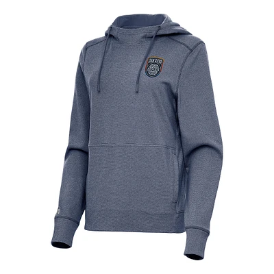 Women's Antigua Heather Navy San Diego FC Justice Pullover Hoodie