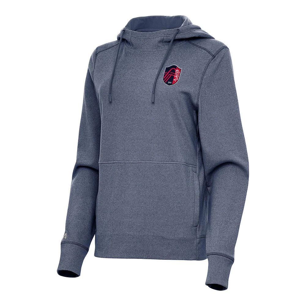 Women's Antigua Heather Navy St. Louis City SC Justice Pullover Hoodie