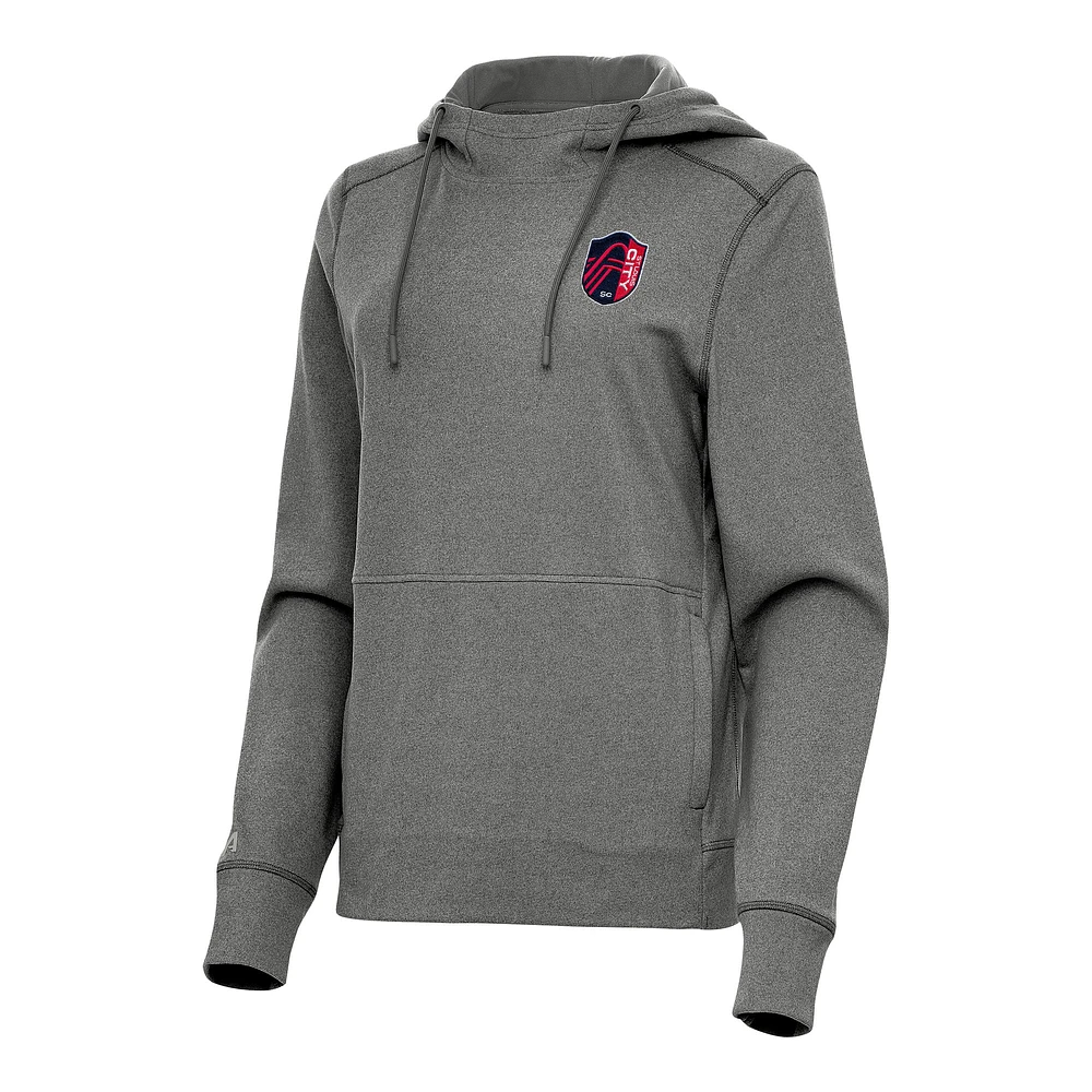 Women's Antigua Heather Black St. Louis City SC Justice Pullover Hoodie