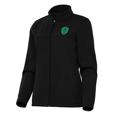 Women's Antigua Black Seattle Sounders FC Links 2 Full-Zip Golf Jacket