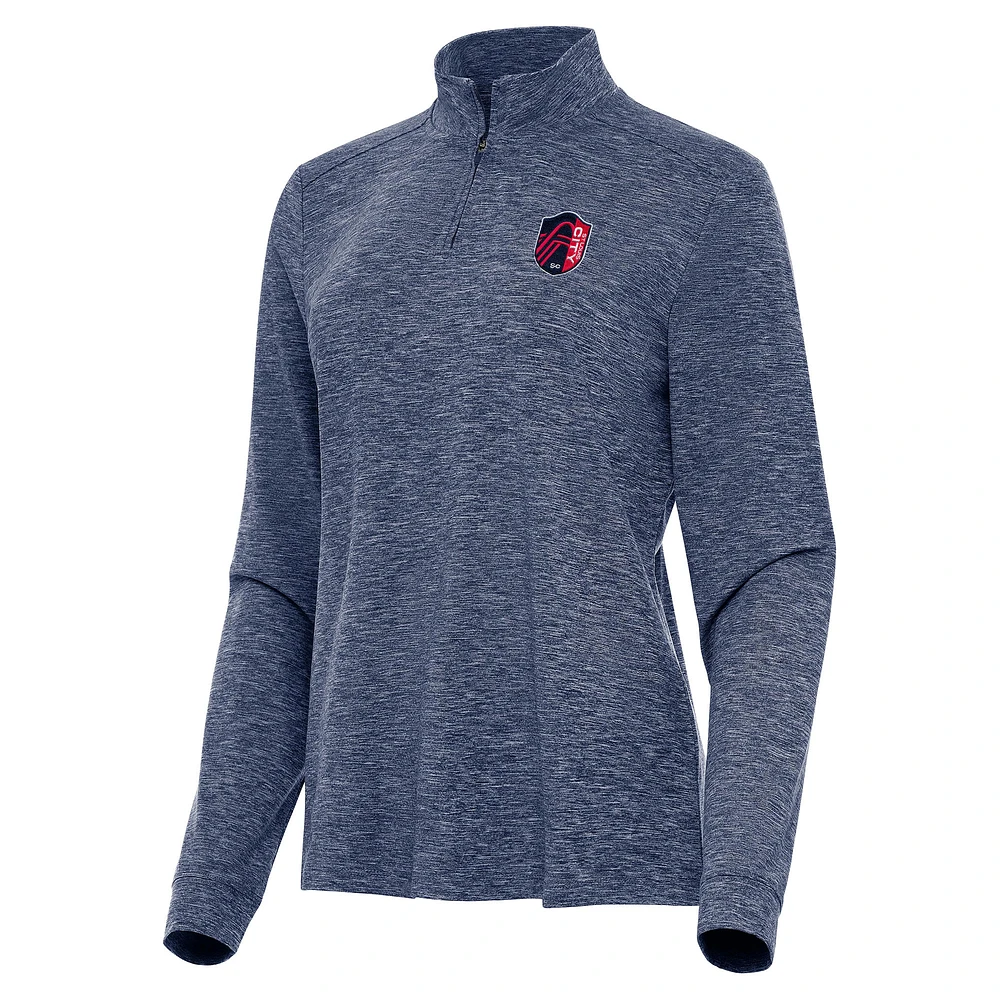 Women's Antigua Heather Navy St. Louis City SC Mentor Quarter-Zip Jacket