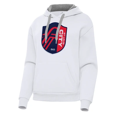 Women's Antigua White St. Louis City SC Victory Pullover Hoodie