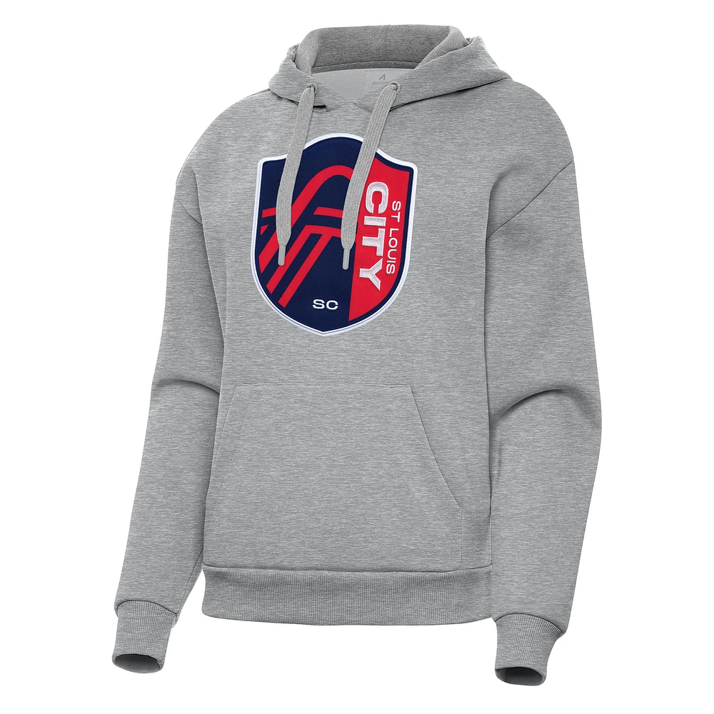 Women's Antigua Heather Gray St. Louis City SC Victory Pullover Hoodie
