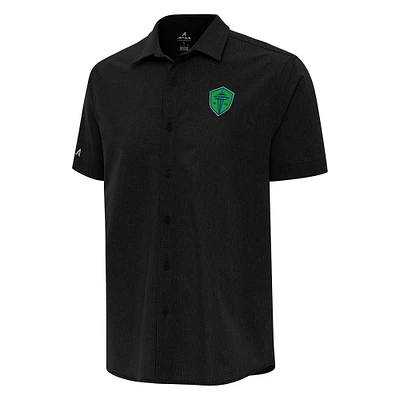 Men's Antigua Black Seattle Sounders FC Activate Woven Button-Up Shirt