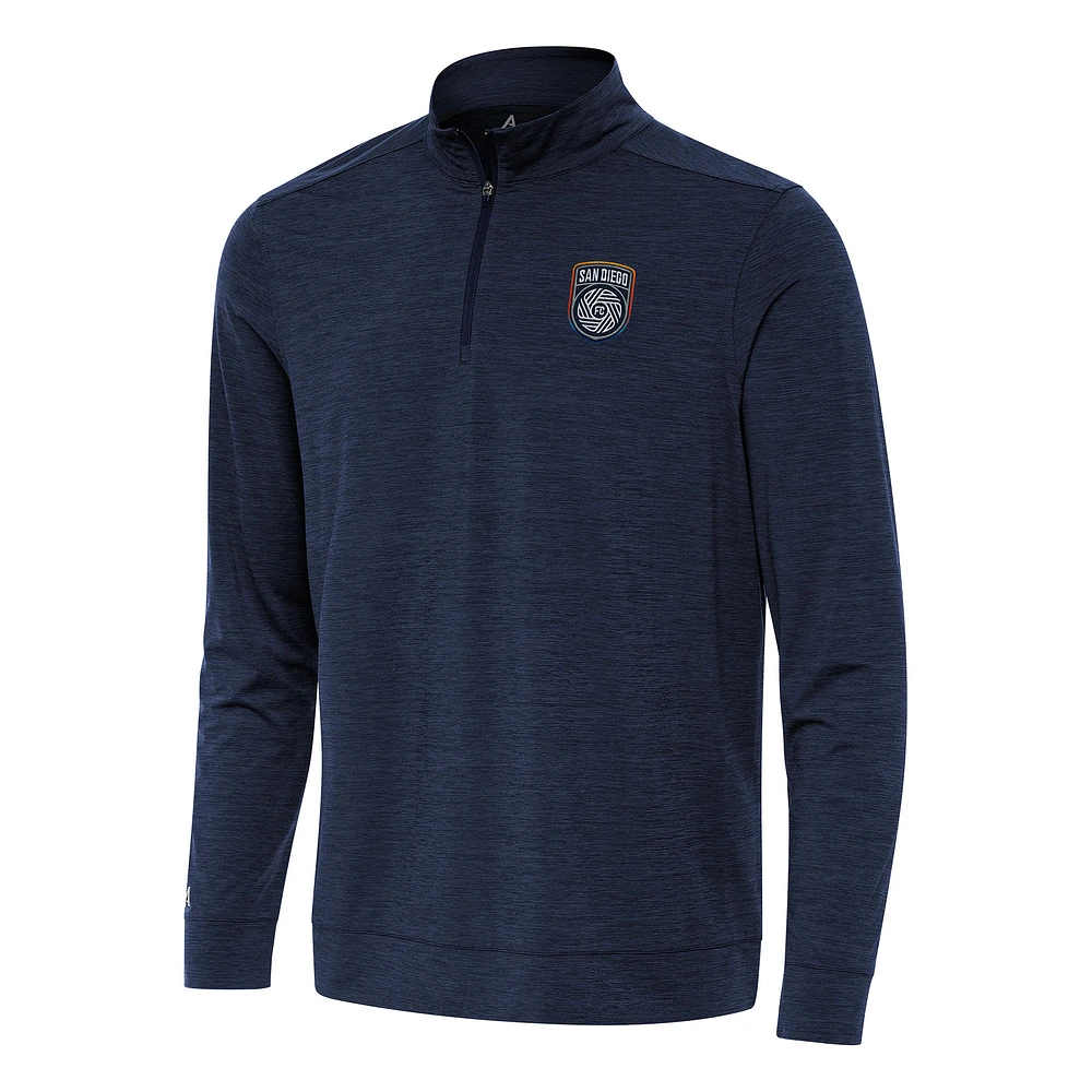 Men's Antigua Heather Navy San Diego FC Bright Quarter-Zip Top