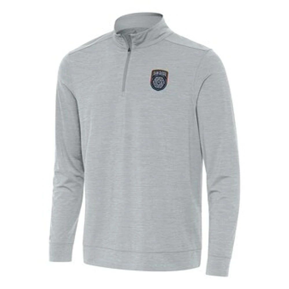 Men's Antigua Heather Gray San Diego FC Bright Quarter-Zip Top