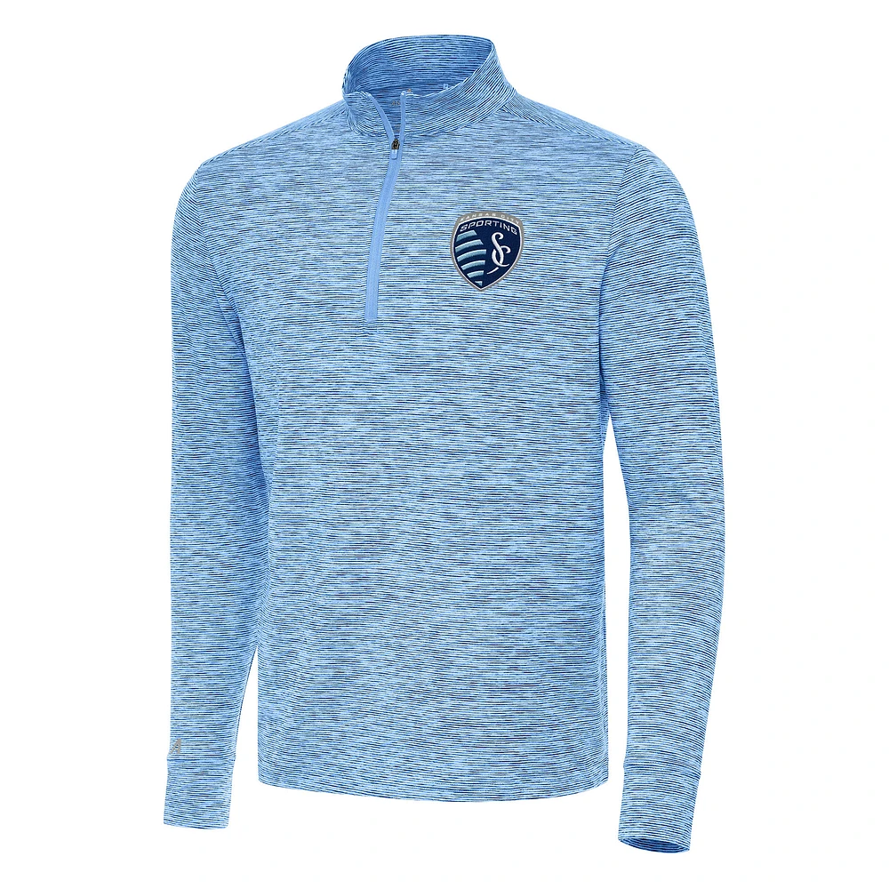 Men's Antigua Sky Blue Sporting Kansas City Cause Quarter-Zip Top