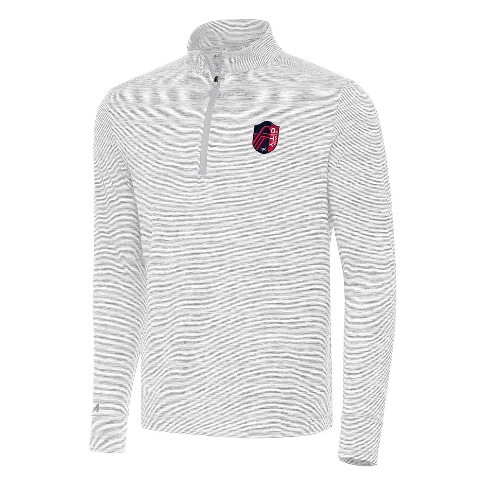 Men's Antigua Heather Gray/White St. Louis City SC Cause Quarter-Zip Top