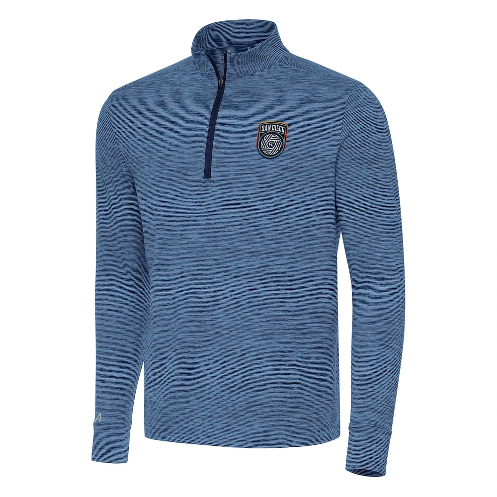 Men's Antigua Heather Navy/Blue San Diego FC Cause Quarter-Zip Top