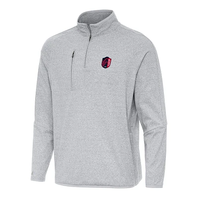 Men's Antigua Heather Gray St. Louis City SC Certain Tri-Blend Quarter-Zip Jacket