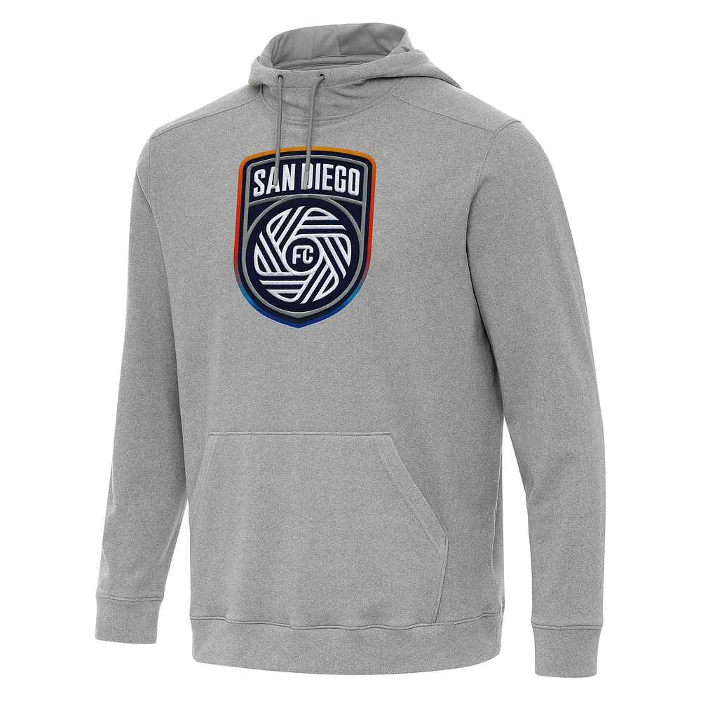 Men's Antigua Heather Gray San Diego FC Cloud Pullover Hoodie