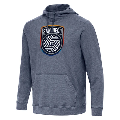 Men's Antigua Heather Navy San Diego FC Cloud Pullover Hoodie