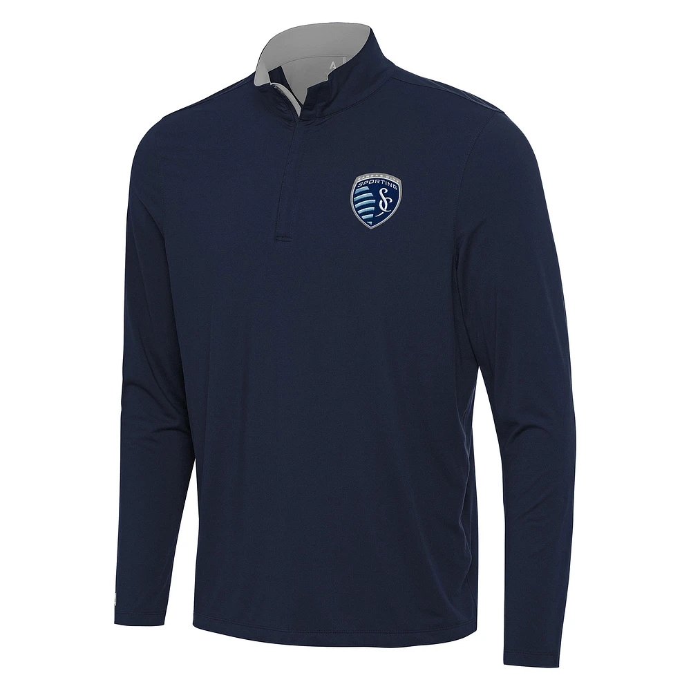 Men's Antigua Navy Sporting Kansas City Content Quarter-Zip Jacket