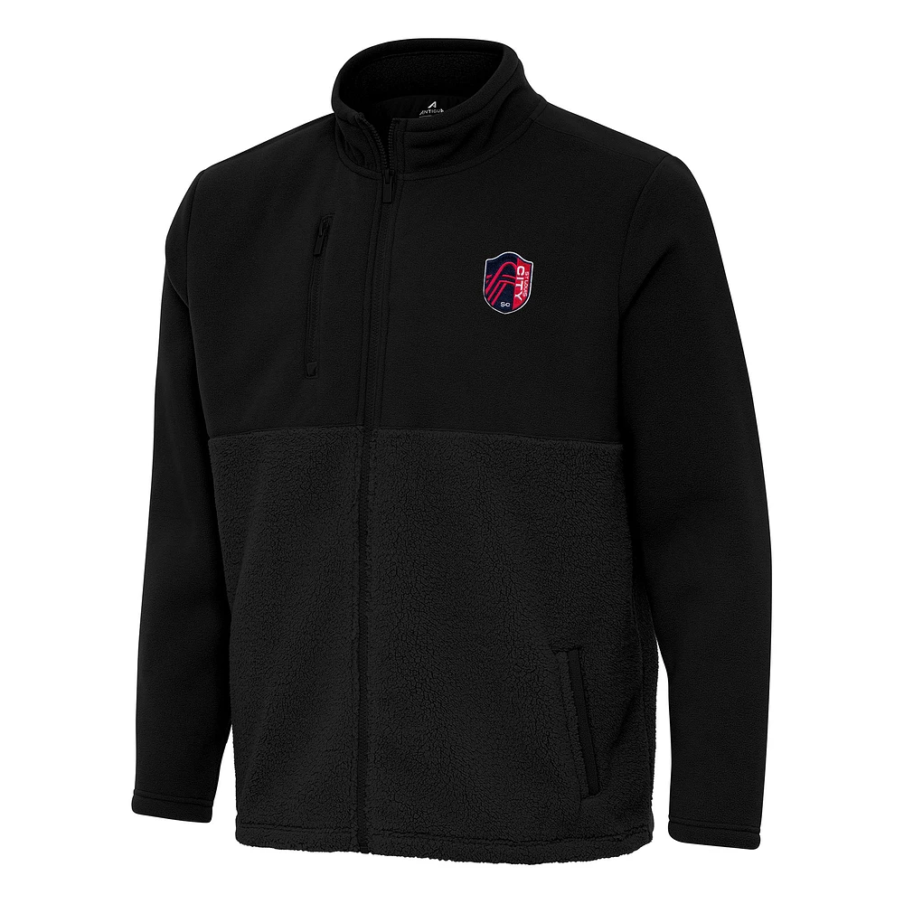 Men's Antigua Black St. Louis City SC Daily Fused Full-Zip Jacket